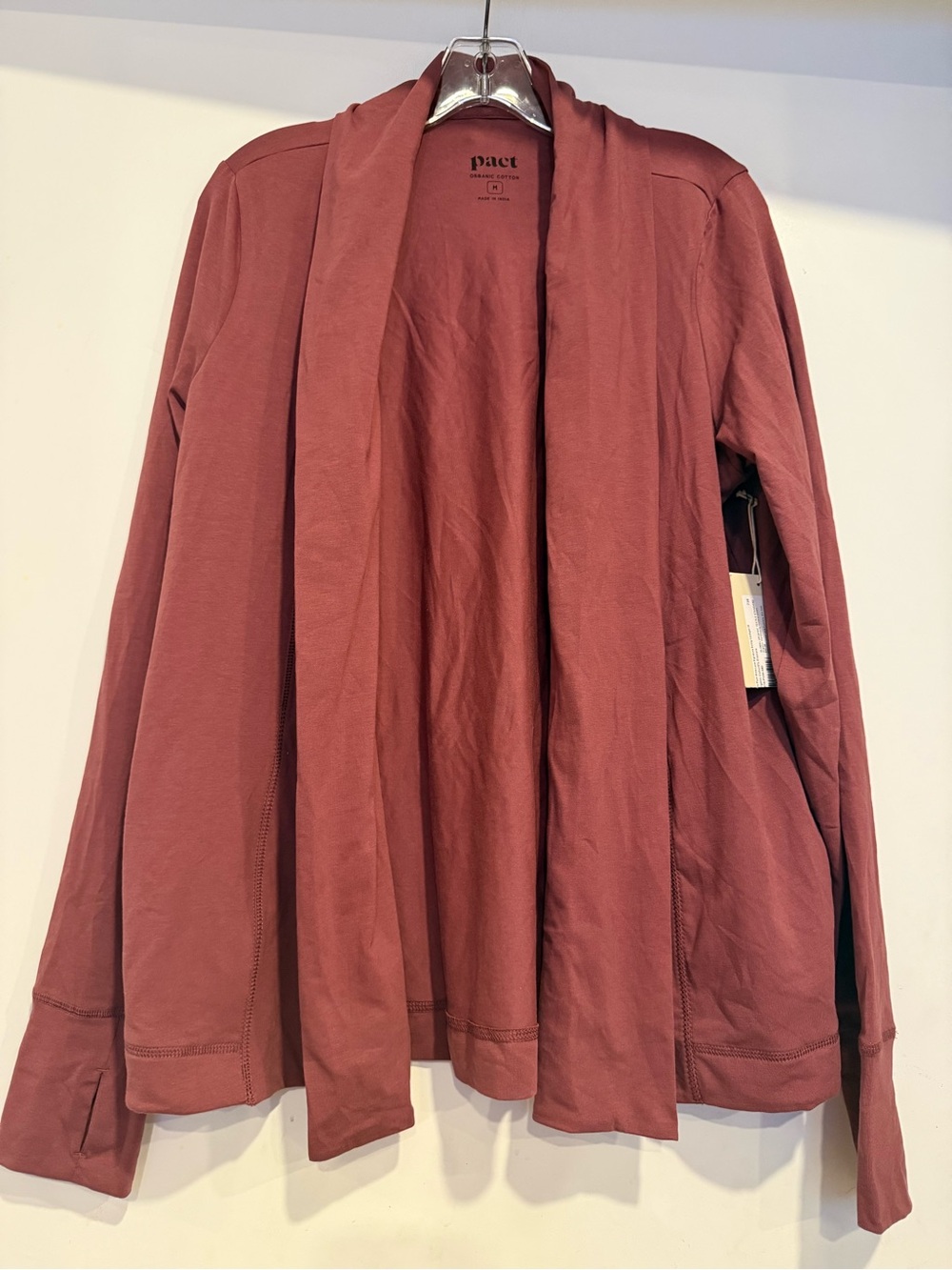 PACT Plum Wine Luxe Signature Swing Cardigan Sz M